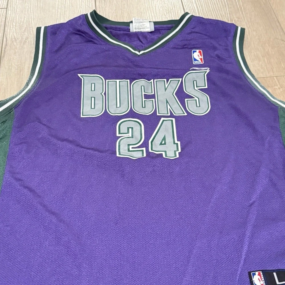 Reebok Milwaukee‎ Bucks Jersey Youth L 14/16 Purple NBA #24 Desmond Mason VTG